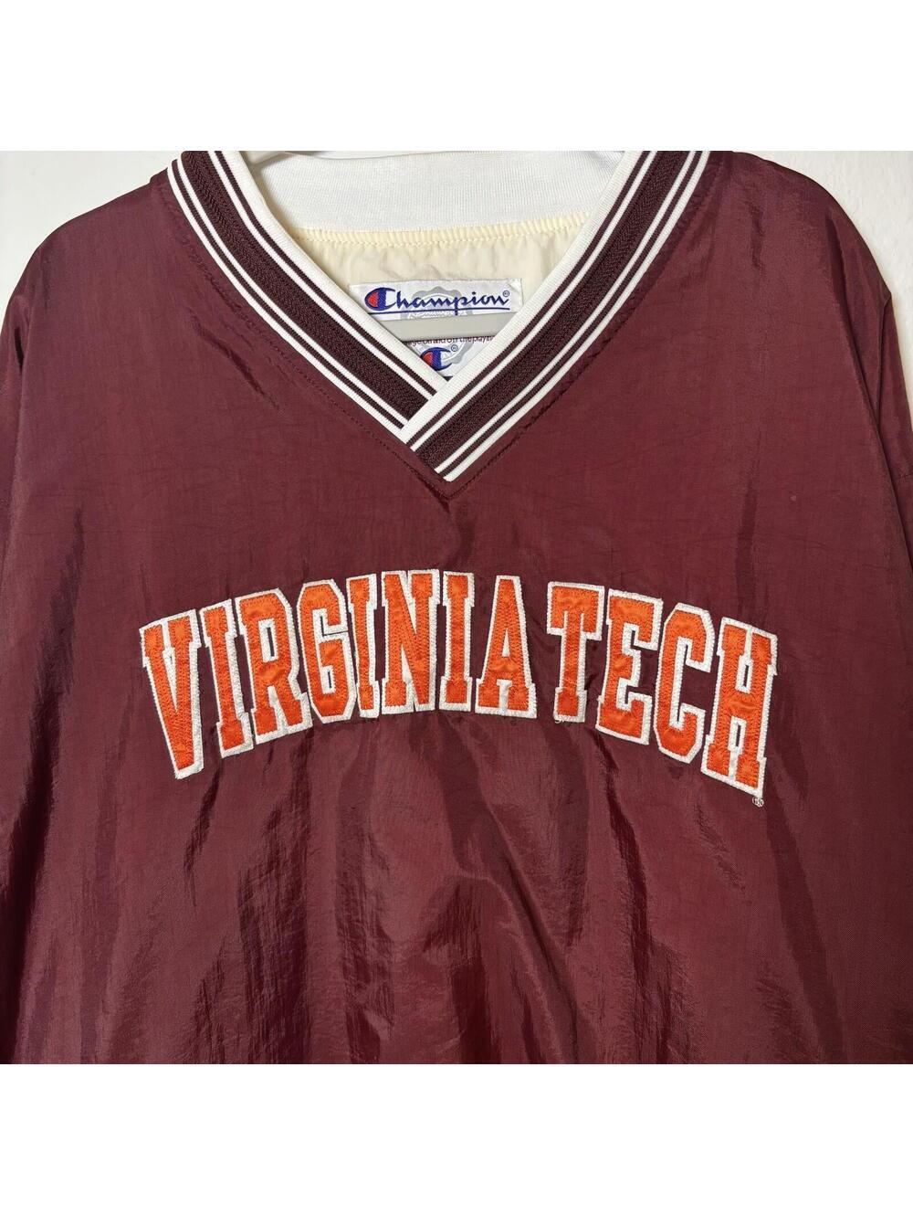 VTG 90s Virginia Tech Champion Pullover Men’s Size XL Maroon Hokies Football Szn - Picture 2 of 7